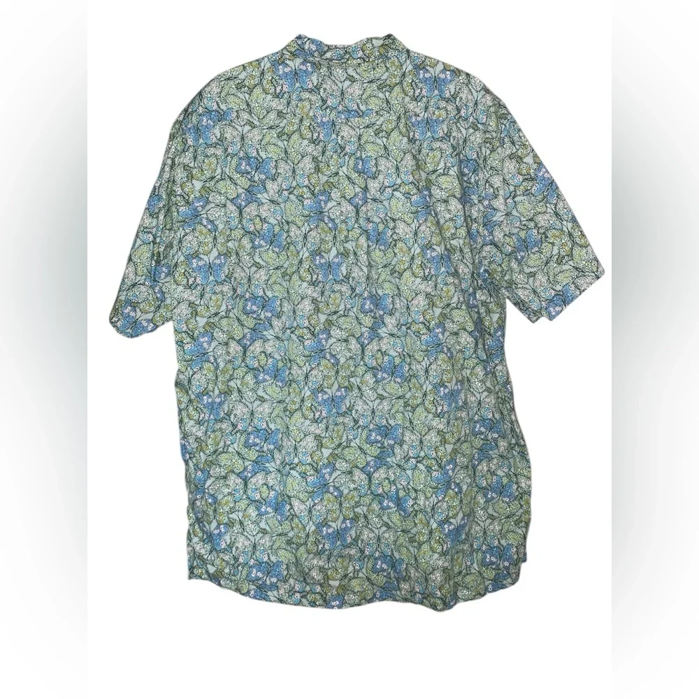 Bonlax Short Sleeve Button Down Shirt In Green Butterfly Print‎ Size 2XL
